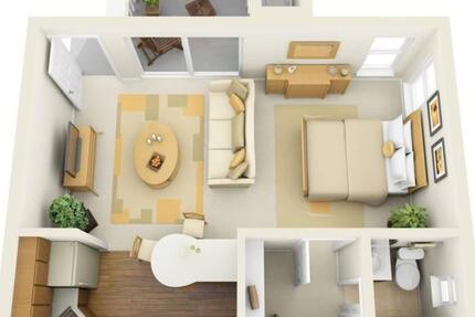 Exklusive, gepflegte 1-Zimmer-Wohnung mit gehobener Innenausstattung mit Balkon und EBK 1 zimmer