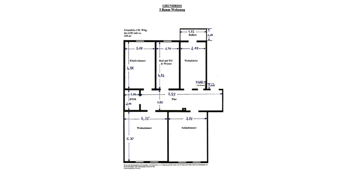 Etagenwohnung Riesa Innenstadt - 3 Zimmer, 105 m&sup2;, 129.000&euro; | Angebot:25775291