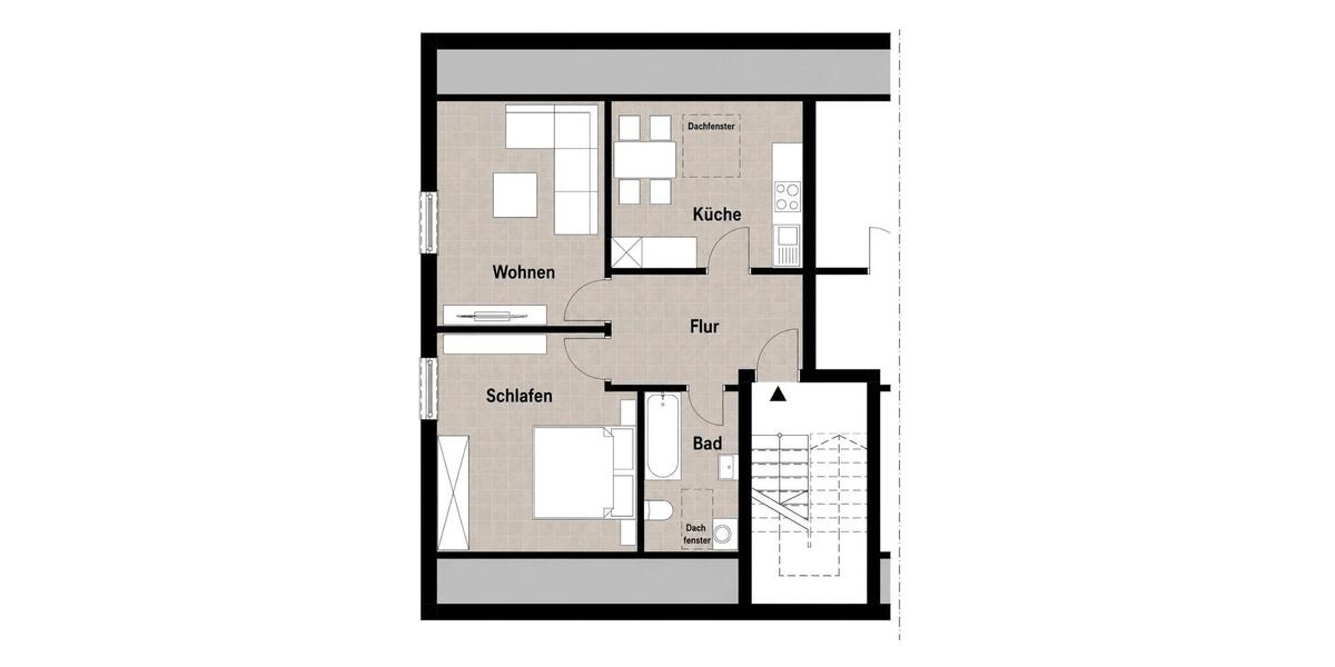 Dachgeschoßwohnung Wilnsdorf - 2 Zimmer, 55 m&sup2;, 420&euro; | Angebot:26339129