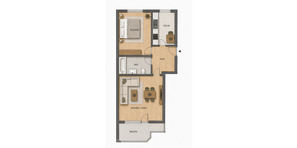 Etagenwohnung Celle Blumlage - 2 Zimmer, 59 m&sup2;, 119.000&euro; | Angebot:26836059