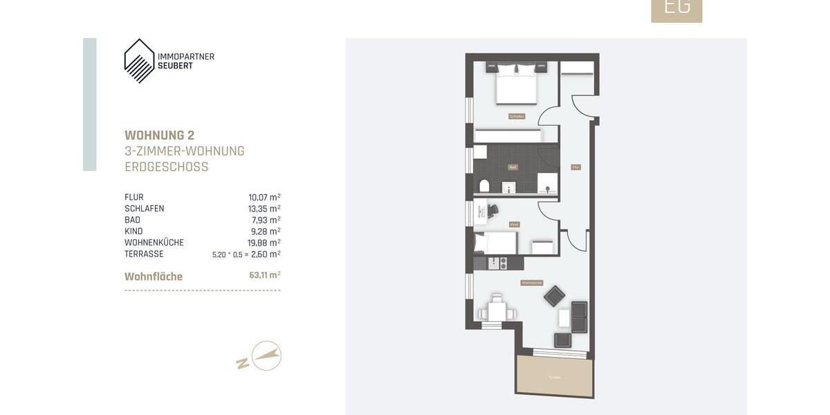 Erdgeschoßwohnung Bogen - 3 Zimmer, 63 m&sup2;, 710&euro; | Angebot:26385548