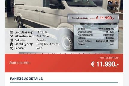 VW Crafter 245.000 km 11.990 &euro; Passau 94036
