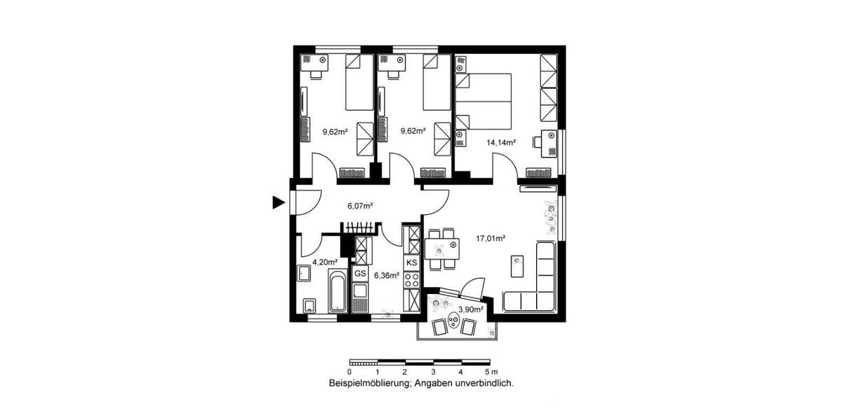 Etagenwohnung Bad Vilbel Siedlung Heilsberg - 4 Zimmer, 70 m&sup2;, 897&euro; | Angebot:26778278
