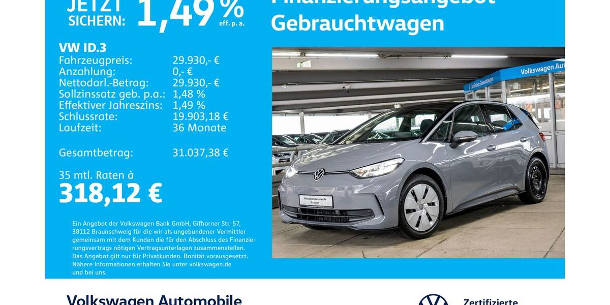 VW ID.3 26.788 km 29.930 &euro; Stuttgart-Wangen 70188