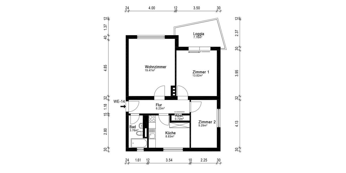 Erdgeschoßwohnung Bremen Schwachhausen - 3 Zimmer, 66 m&sup2;, 1.150&euro; | Angebot:26297584