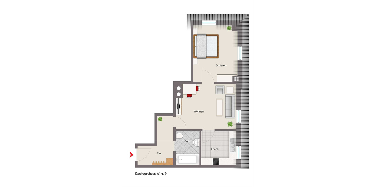 Dachgeschoßwohnung Augsburg Innenstadt - 2 Zimmer, 50 m&sup2;, 179.900&euro; | Angebot:25908894