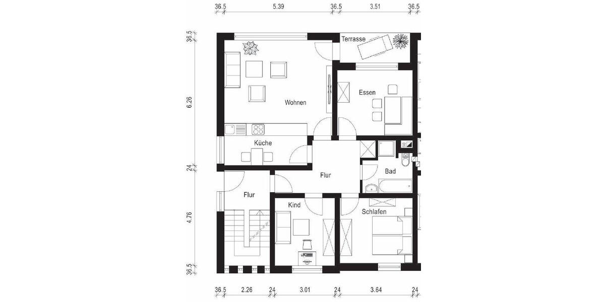 Erdgeschoßwohnung Münster Münster-Nord - 4 Zimmer, 80 m&sup2;, 790&euro; | Angebot:26640726