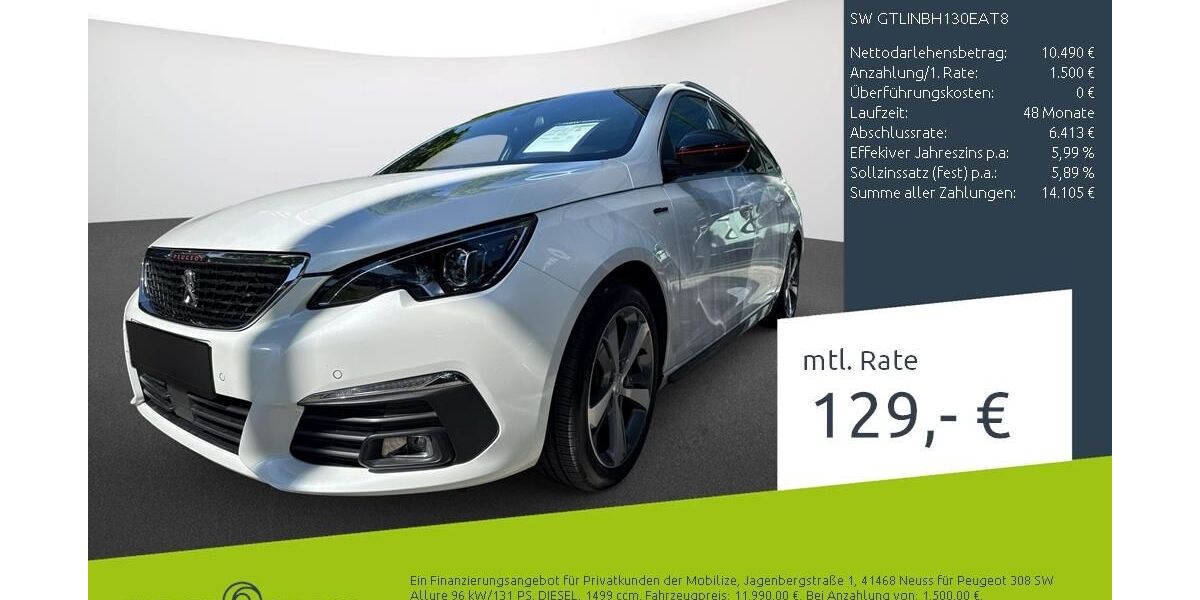 Peugeot 308 128.641 km 11.990 &euro; Borken 46325