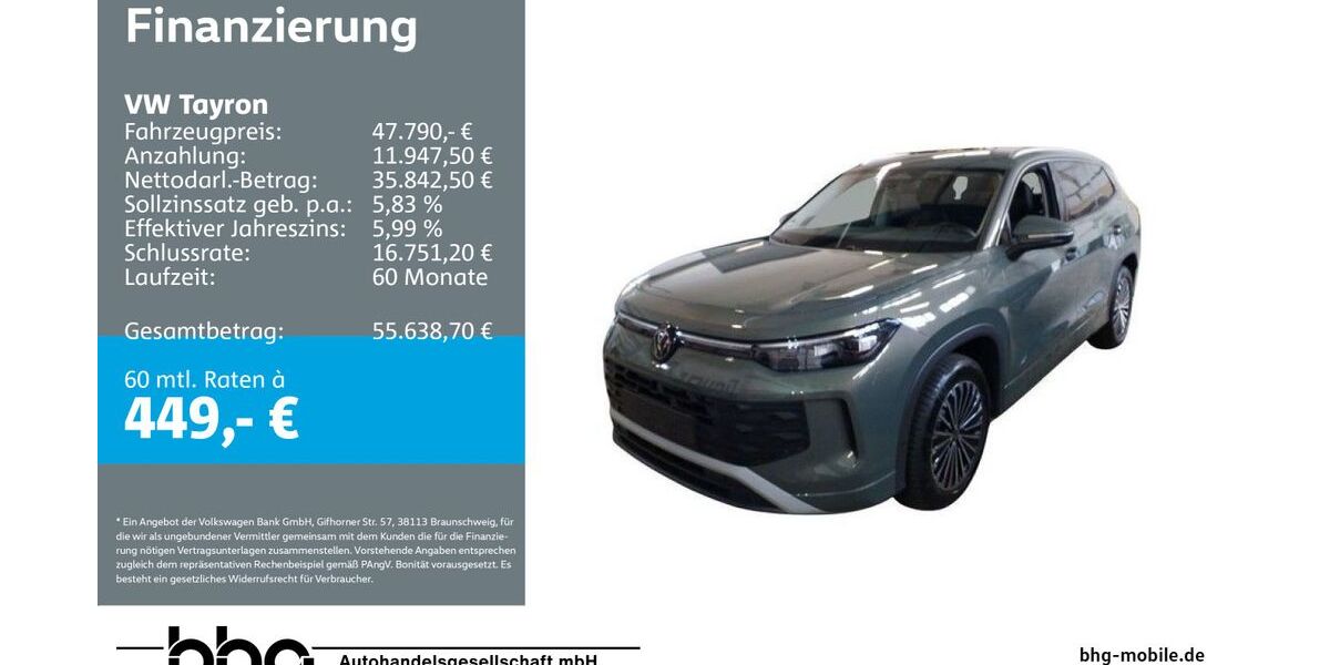 VW Tayron 15.625 km 47.790 &euro; Durmersheim 76448