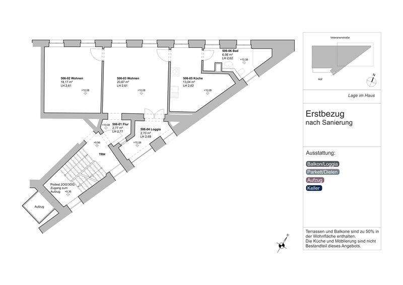 Etagenwohnung Berlin Mitte - 2 Zimmer, 64 m&sup2;, 630.000&euro; | Angebot:26869274