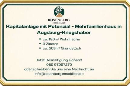Haus Augsburg Bärenkeller - 9 Zimmer, 190 m&sup2;, 1.199.000&euro; | Angebot:26204391