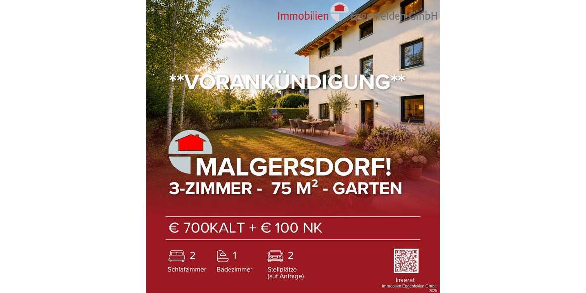Etagenwohnung Malgersdorf - 3 Zimmer, 75 m&sup2;, 700&euro; | Angebot:26464917
