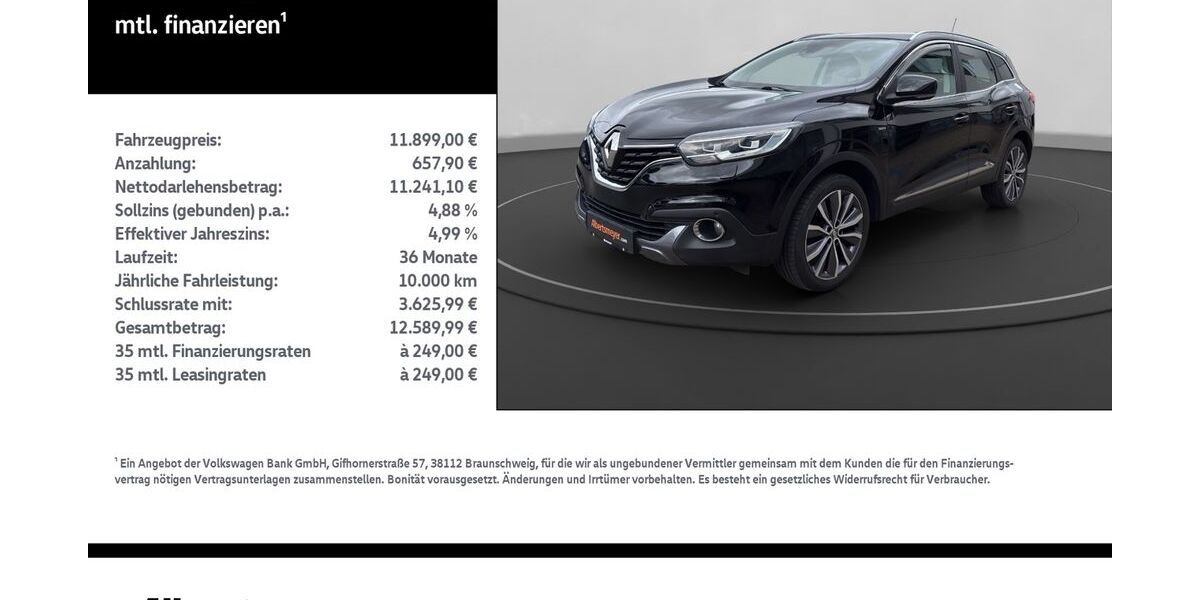 Renault Kadjar 102.382 km 10.889 &euro; Leinefelde-Worbis/DE 37327