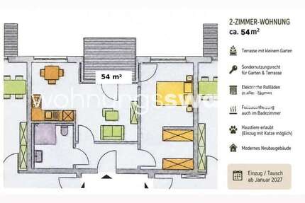 Wohnung Potsdam - 2 Zimmer, 56 m&sup2;, 864&euro; | Angebot:27121639