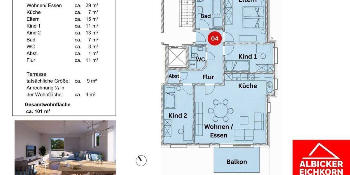 Etagenwohnung Stühlingen - 4 Zimmer, 101 m&sup2;, 434.300&euro; | Angebot:25696590