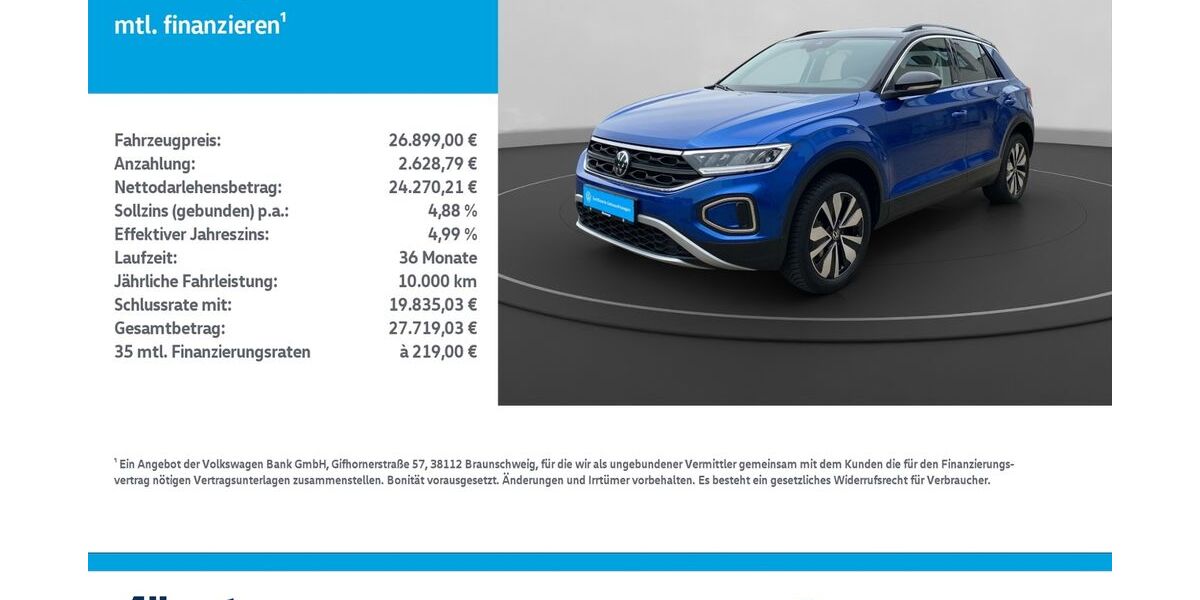 VW T-Roc 14.421 km 26.439 &euro; Leinefelde-Worbis/DE 37327