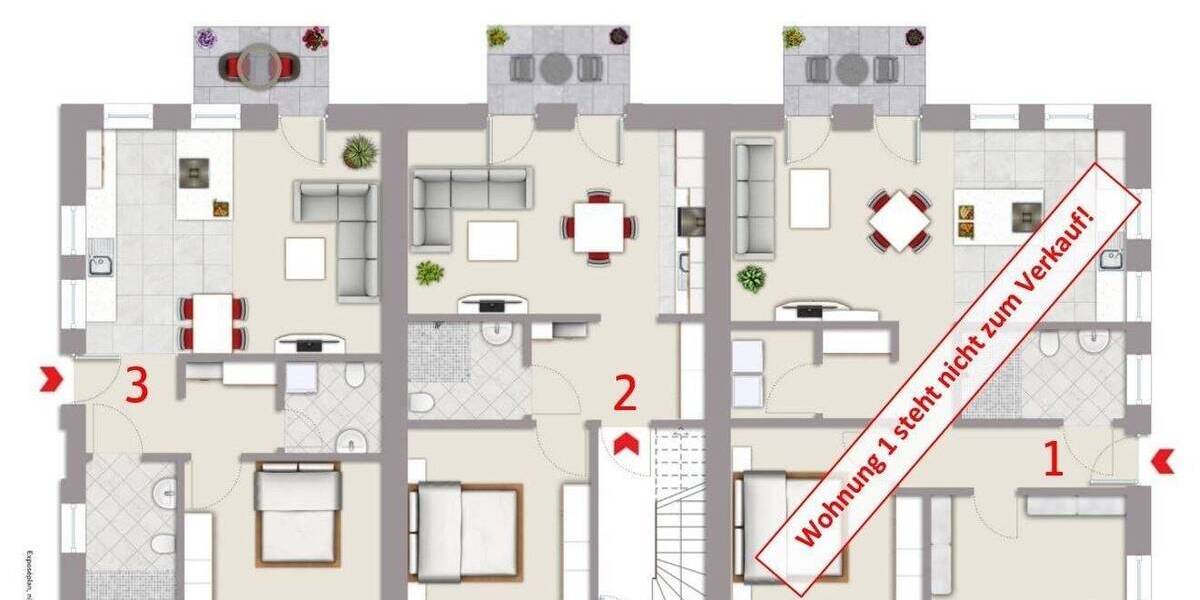 Etagenwohnung Wyk - 2 Zimmer, 61 m&sup2;, 475.000&euro; | Angebot:25670111