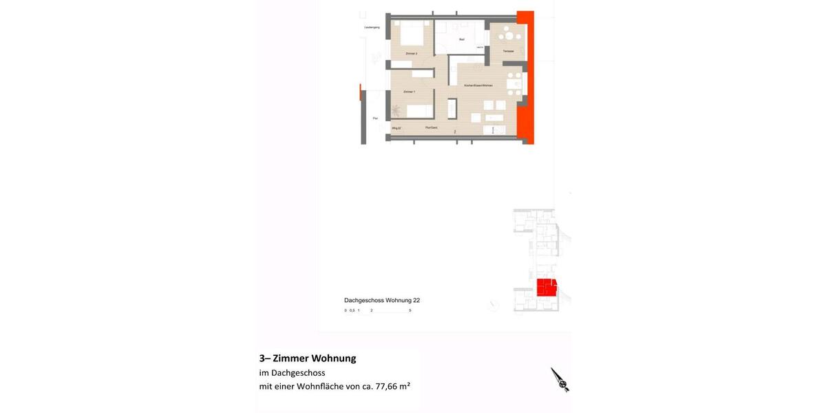 Dachgeschoßwohnung Klettgau - 3 Zimmer, 77 m&sup2;, 405.000&euro; | Angebot:25498025