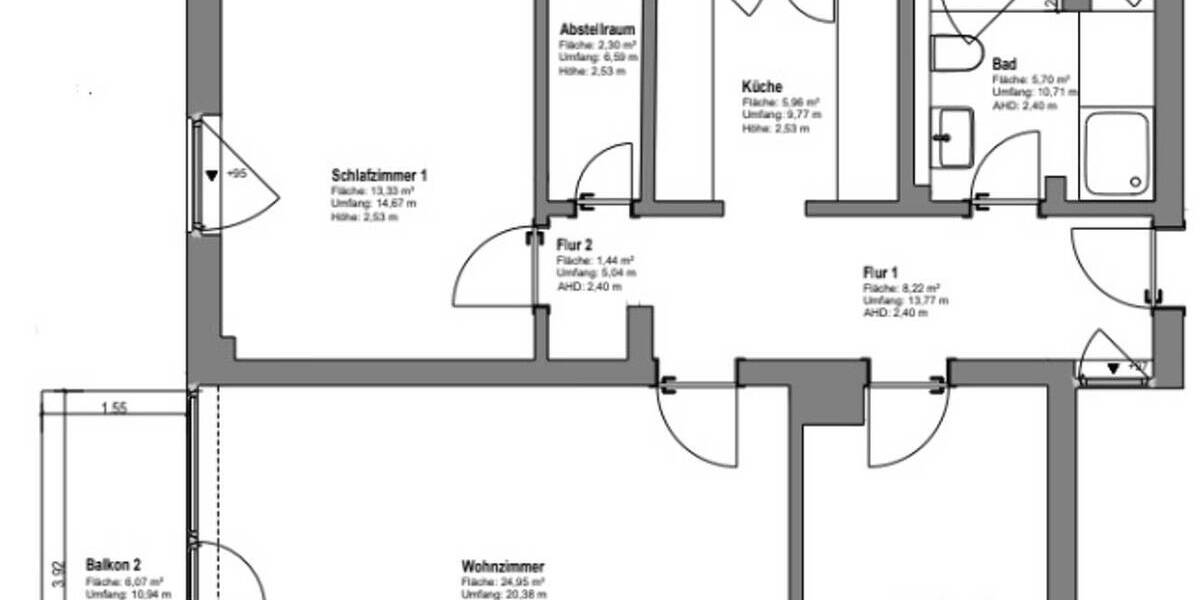 Etagenwohnung Wuppertal Elberfeld - 3 Zimmer, 77 m&sup2;, 209.000&euro; | Angebot:26688733
