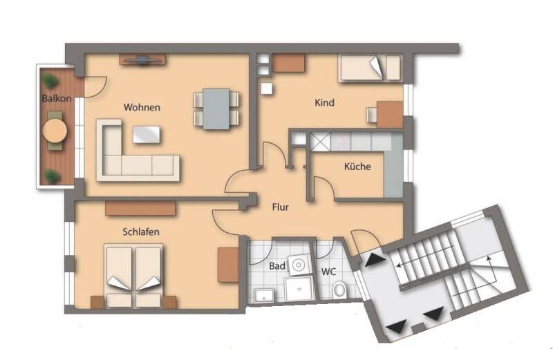 Etagenwohnung Nürnberg Glockenhof - 3 Zimmer, 68 m&sup2;, 780&euro; | Angebot:26358425