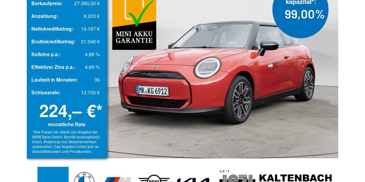 Mini Cooper E 9.990 km 27.190 &euro; Overath-Vilkerath 51491
