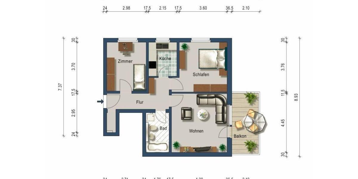 Erdgeschoßwohnung Dessau-Roßlau Dessau - 3 Zimmer, 65 m&sup2;, 490&euro; | Angebot:23356082