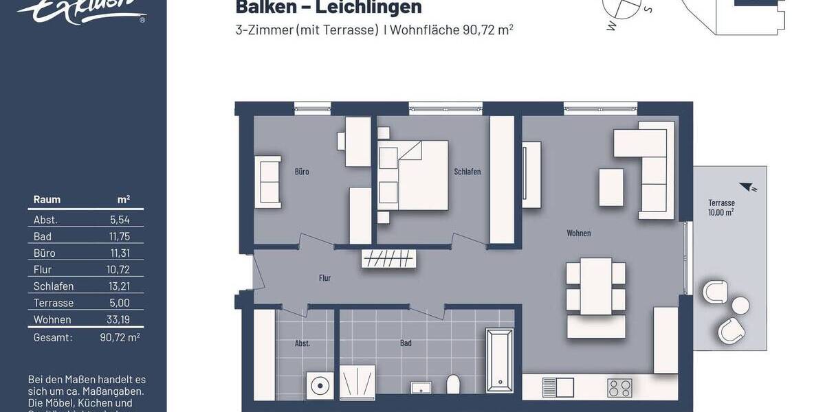 Etagenwohnung Leichlingen - 3 Zimmer, 90 m&sup2;, 389.000&euro; | Angebot:23959188