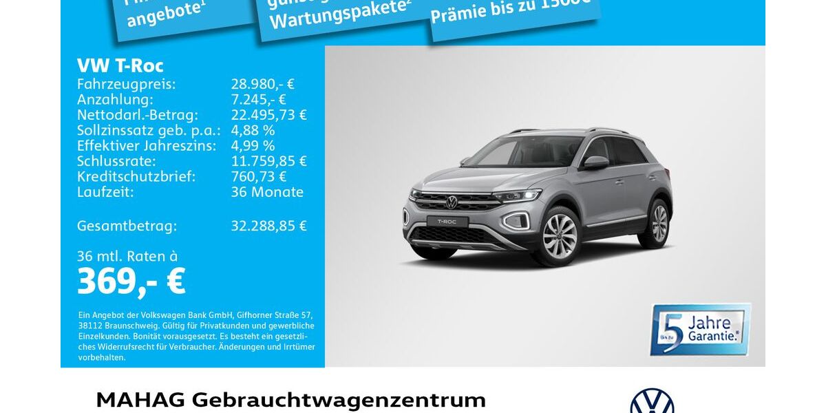 VW T-Roc 2.496 km 28.980 &euro; München 80935