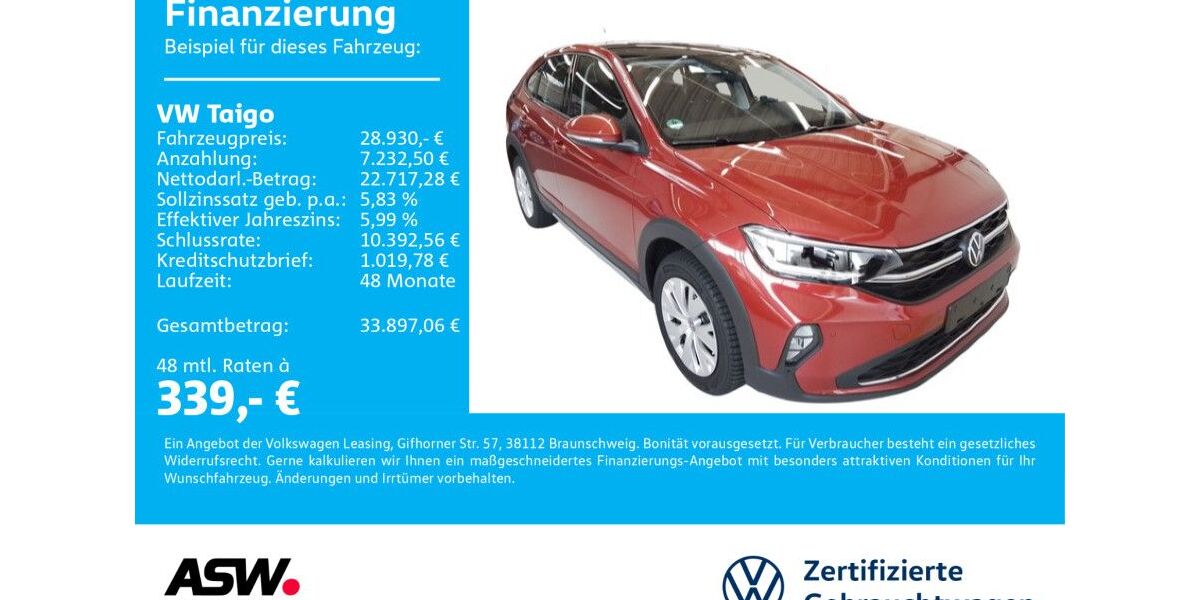 VW Taigo 1.800 km 28.930 &euro; Neckarsulm 74172