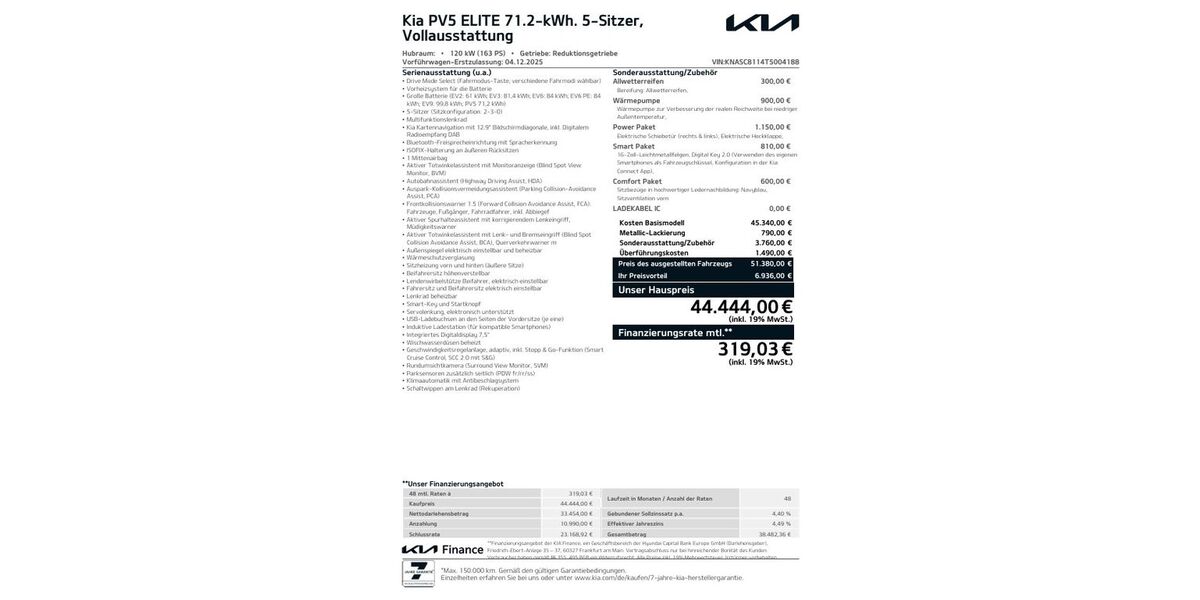 Kia PV5 1.999 km 44.444 &euro; Albstadt 72458