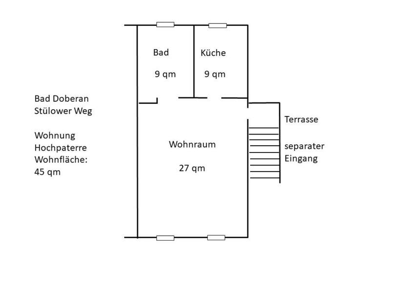 Schöne große Einzimmerwohnung Bad Doberan zimmer
