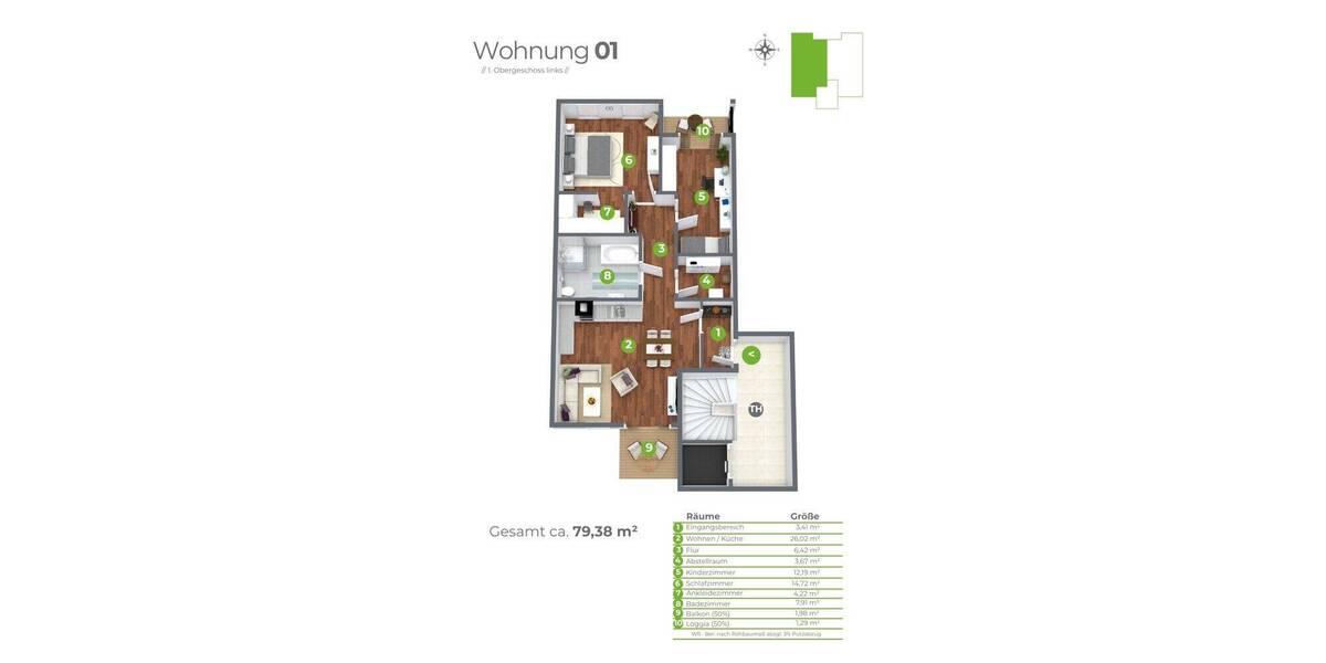 Etagenwohnung Magdeburg / Stadtfeld Ost Stadtfeld Ost - 3 Zimmer, 79 m&sup2;, 375.100&euro; | Angebot:26807300