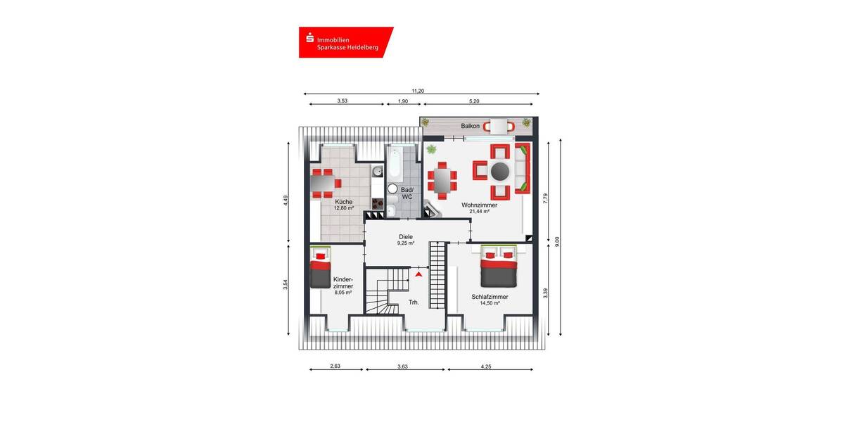 Etagenwohnung Hockenheim - 3 Zimmer, 74 m&sup2;, 235.000&euro; | Angebot:26683975