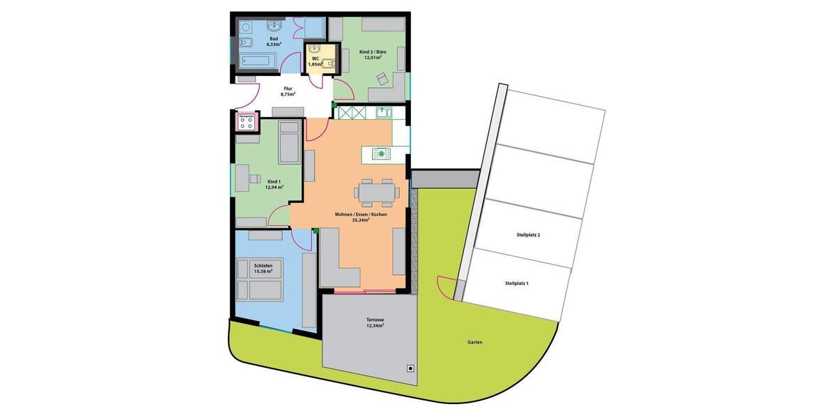 Terrassenwohnung Feucht - 4 Zimmer, 102 m&sup2;, 499.000&euro; | Angebot:25320219
