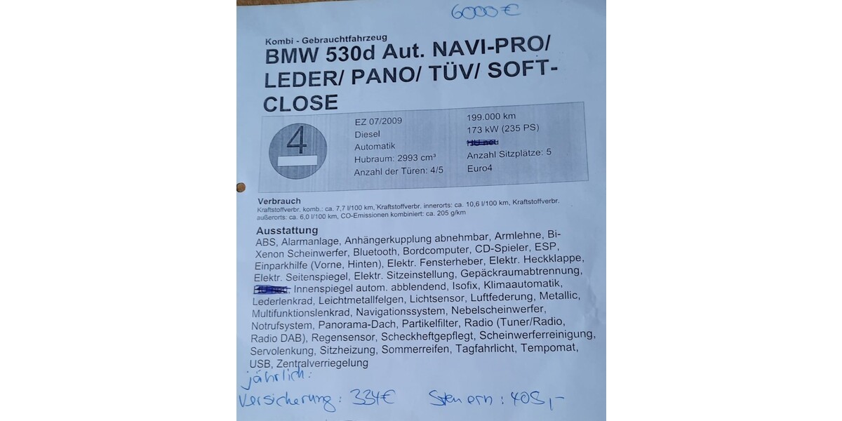 BMW 5er Touring 205.904 km 6.600 € Fintel 27389