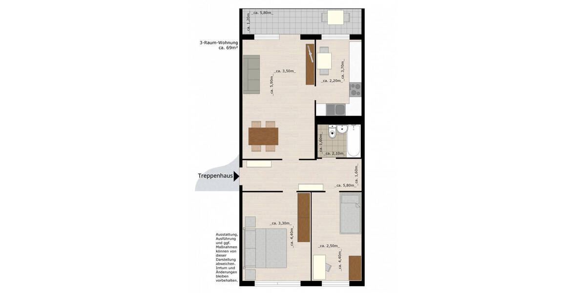 Etagenwohnung Dessau-Roßlau Zoberberg - 3 Zimmer, 68 m&sup2;, 300&euro; | Angebot:26874898
