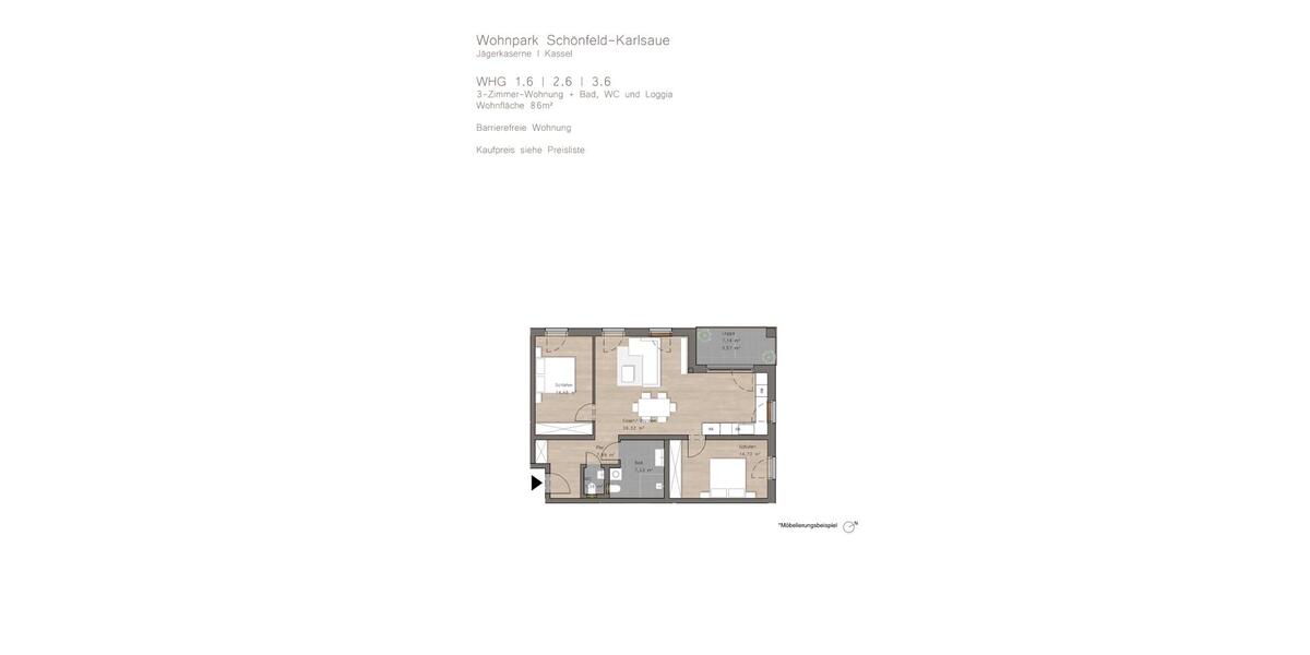 Etagenwohnung Kassel Südstadt - 3 Zimmer, 86 m&sup2;, 420.000&euro; | Angebot:27527341