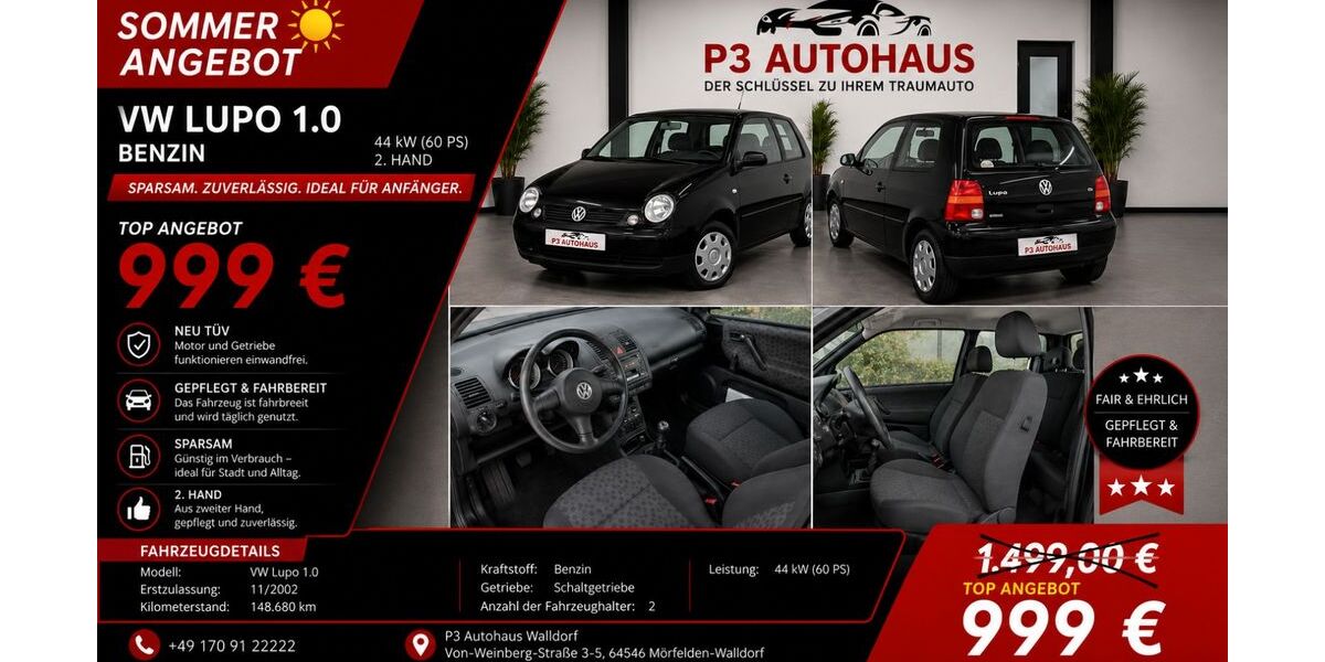 VW Lupo 149.000 km 999 &euro; Mörfelden-Walldorf 64546