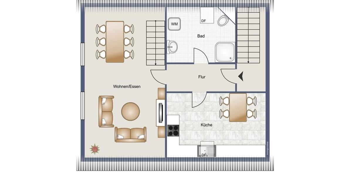 Dachgeschoßwohnung Dornum - 2.5 Zimmer, 50 m&sup2;, 420&euro; | Angebot:24660285
