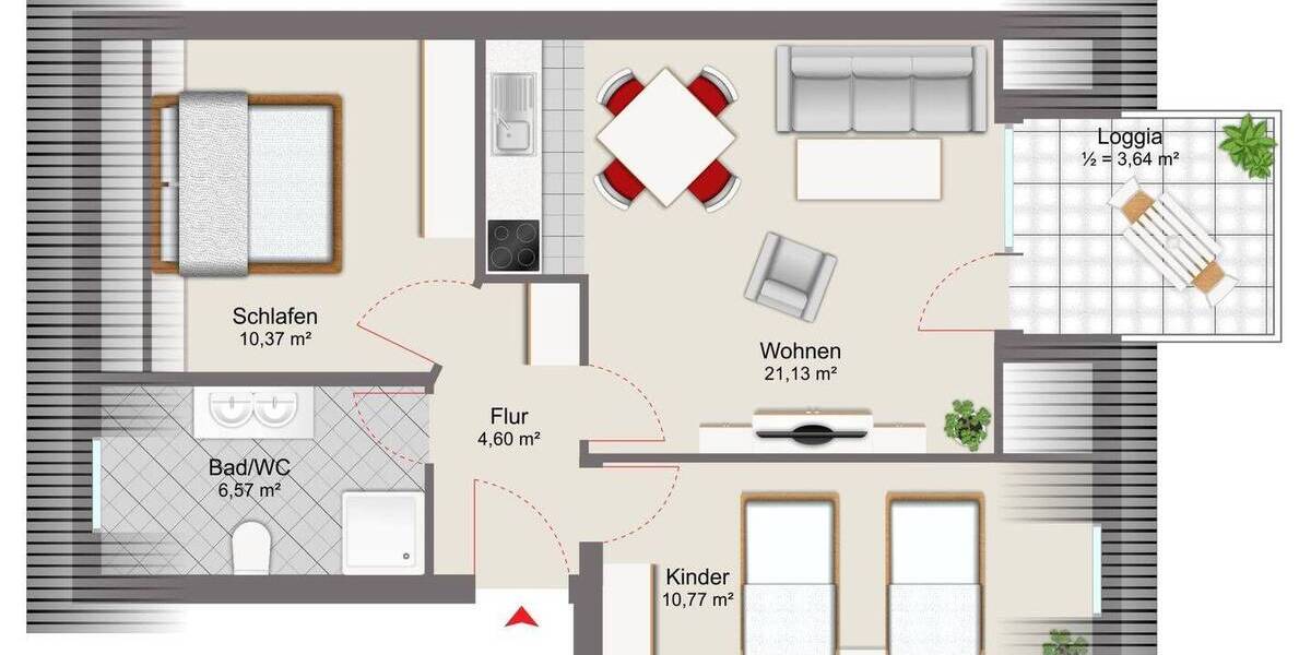 Etagenwohnung Falkenstein - 3 Zimmer, 57 m&sup2;, 119.000&euro; | Angebot:26730858