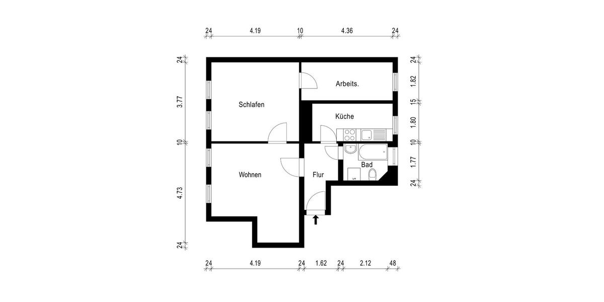 Dachgeschoßwohnung Jena - 3 Zimmer, 52 m&sup2;, 902&euro; | Angebot:25380067