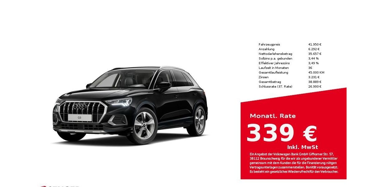 Audi Q3 9.200 km 41.950 &euro; Lübeck 23556