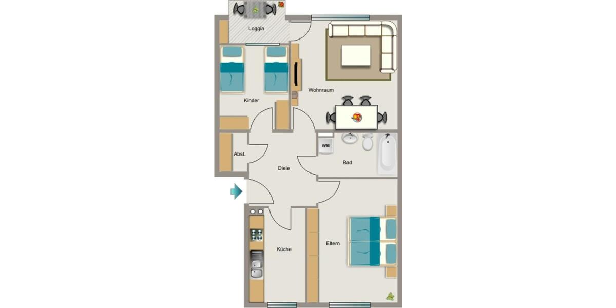 Etagenwohnung Mülheim an der Ruhr Rechtsruhr-Nord - 3.5 Zimmer, 80 m&sup2;, 824&euro; | Angebot:26656393
