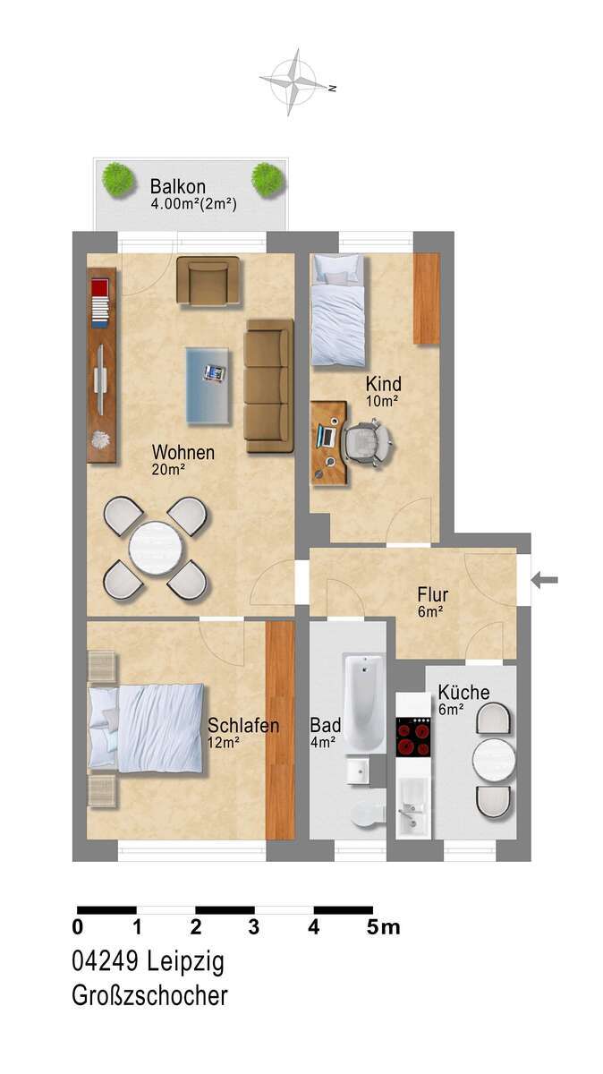 *Hochwertig sanierte 3-Raum-Wohnung mit Balkon in ruhiger Lage * 3 zimmer