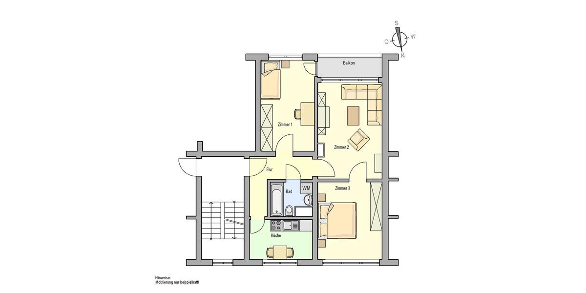 Etagenwohnung Grabow - 3 Zimmer, 59 m&sup2;, 386&euro; | Angebot:26199005