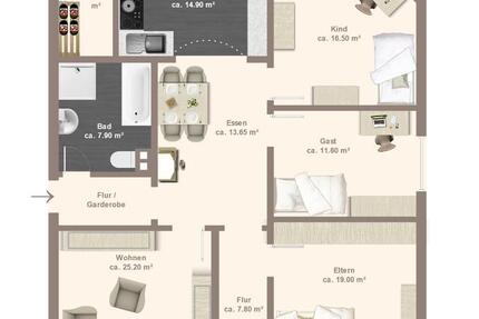 Erdgeschosswohnung mit Garten zimmer