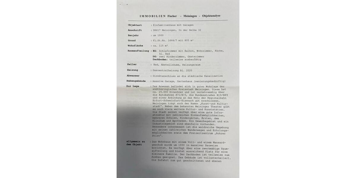 Einfamilienhaus Meiningen - 5 Zimmer, 115 m&sup2;, 195.000&euro; | Angebot:26414471