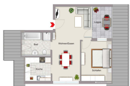 Gemütliche 2-Zimmer-DG-Wohnung mit Loggia und Fußbodenheizung
