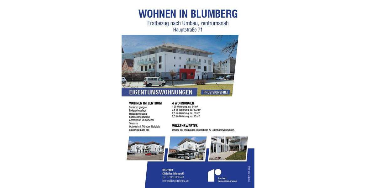 Etagenwohnung Blumberg - 2 Zimmer, 53 m&sup2;, 158.470&euro; | Angebot:25729977