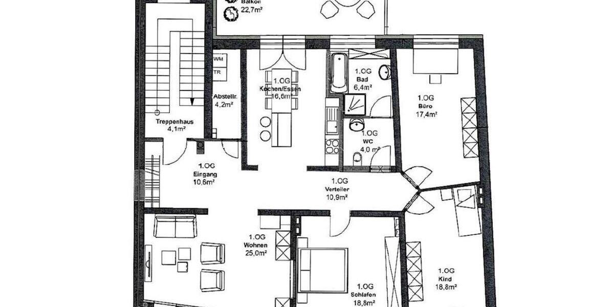 Etagenwohnung Lage - 4 Zimmer, 138 m&sup2;, 1.300&euro; | Angebot:26464572